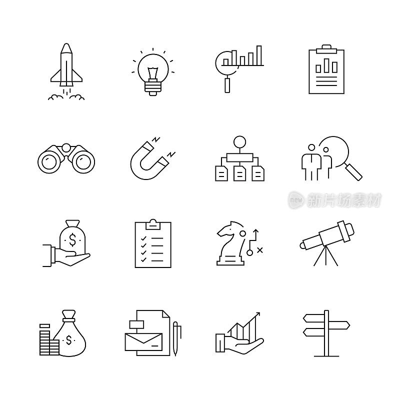 Start Up Related - Set of Thin Line Vector Icons